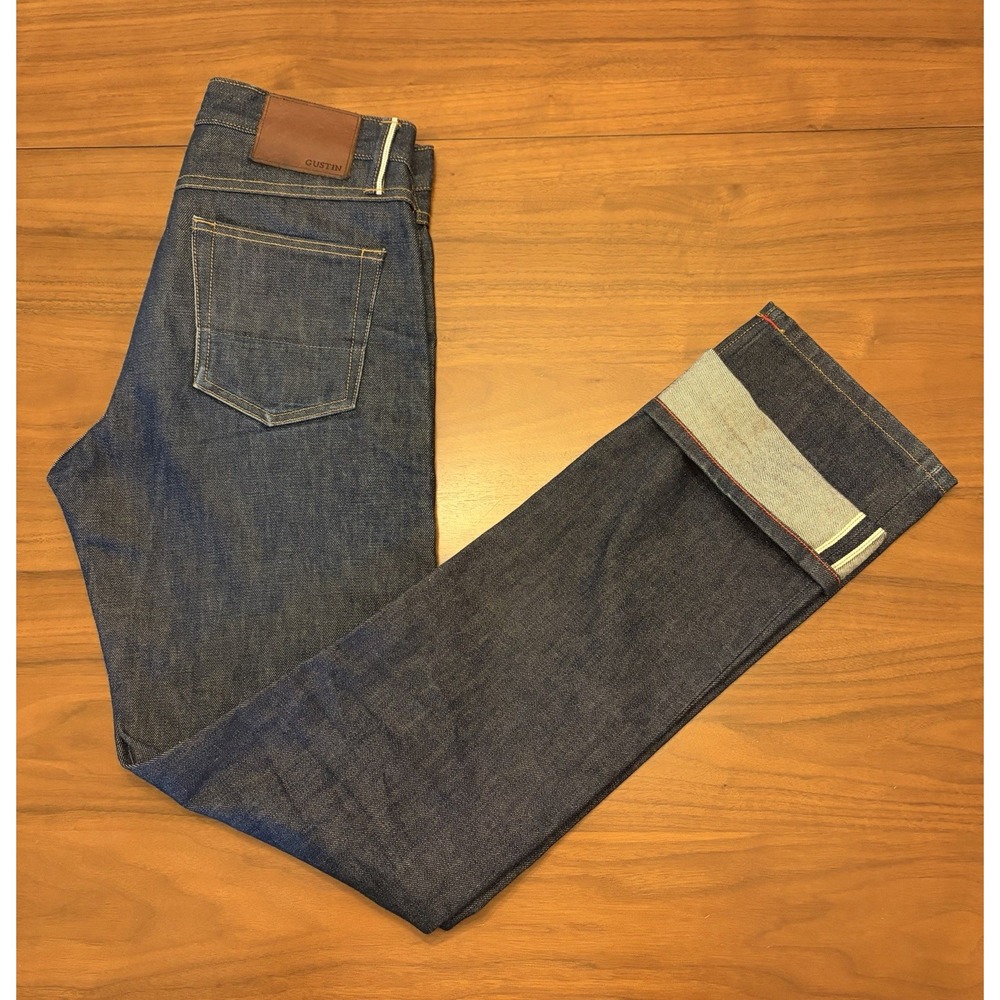 Gustin Jeans Mens 31 Indigo Raw Selvedge Denim Straight Fit California Sewn EUC